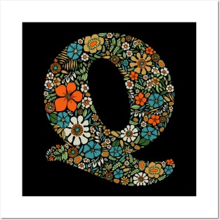 Hippie Floral Letter Q Posters and Art